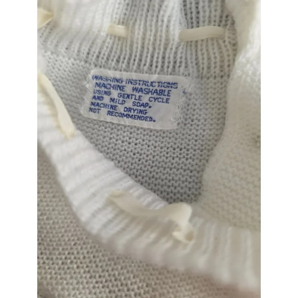 Love Spun by Celebrity 60/70s Baby Dress Newborn L Embroidery White Knit Acrylic